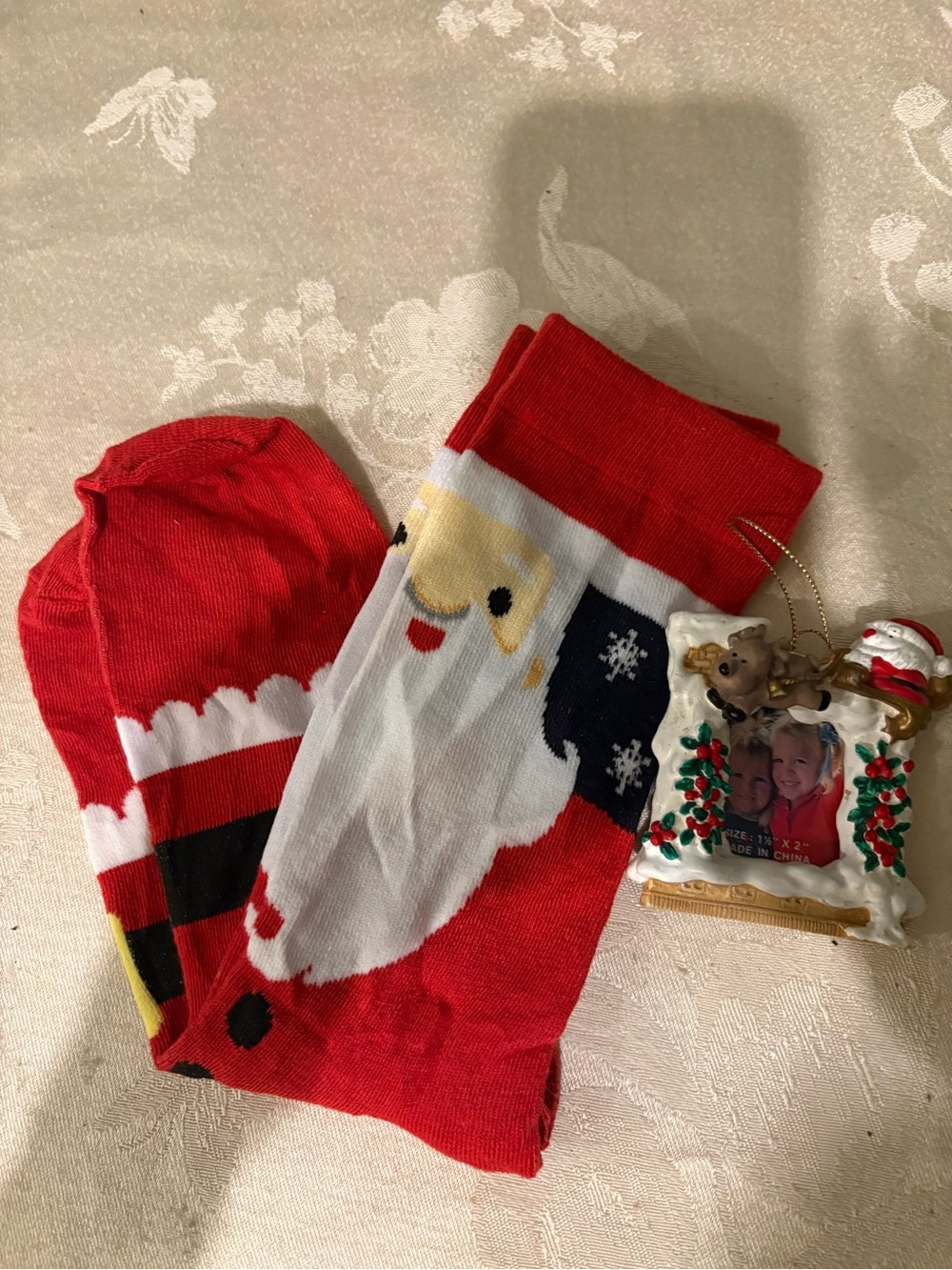 Christmas Santa Socks &  Photo Frame Ornament